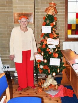 Vice president Val with the tree Vice president Val with the tree